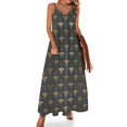 thumbnail image 1 of Nouvelle Robe Élégante Art Or et Gris Motif Géométrique Sans Manches Robe de Soirée Femme Longue Robe Femme, 1 of 4