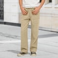 thumbnail image 2 of Boys Joggers Size 8 Boys Casual Linen Pants Lightweight Straight Leg Uniform Pants Loose Elastic Waist Summer Beach Trousers with Pockets, 2 of 3