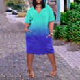 thumbnail image 1 of Robes Africaines pour Femmes Robe d'Été pour Femmes Grande Taille Col en V Manches Courtes Longueur Genou avec Poche Robe Décontractée, 1 of 4