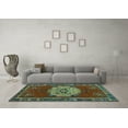 thumbnail image 3 of Ahgly Company Machine Washable Indoor Rectangle Persian Turquoise Blue Traditional Area Rugs, 5' x 7', 3 of 4