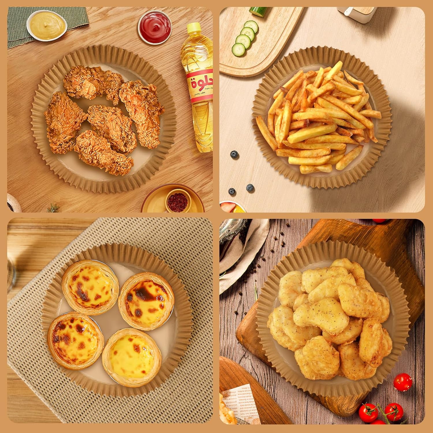 200pcs Air Fryer Disposable Paper Liner, Non-Stick Disposable Air Fryer Parchment Paper Liners, Baking Paper for Air Fryer Oil-Proof, Water-Proof, Food Grade Parchment
