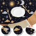 thumbnail image 4 of Dark Blue Celestial Pattern Round Fitted Tablecloth with Elastic Edge,Dining Table Cover Waterproof,Outdoor Round Tablecloth for Camping,Dining,Indoor and Outdoor, 4 of 7