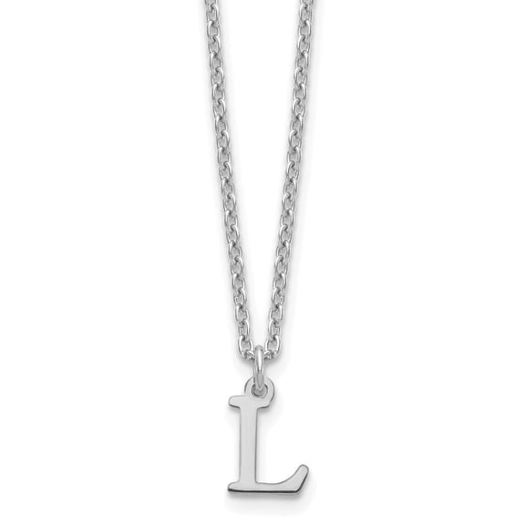 Sterling Silver Rhodium-plated Cutout Letter L Initial Necklace