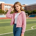 thumbnail image 6 of Abcomgle Boys Hoodies Long Sleeve Hooded Girls Hoodie Sweatshirt Solid Color Lightweight Cute Pullover with Kangaroo Pocket 10-12 Years, 6 of 6
