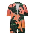 thumbnail image 4 of YueHuiYing Women's Two-Piece Shirt Sets Short Sleeve Summer Casual Linen Shirt Elastic Waist Short Sets Outfits, 4 of 5
