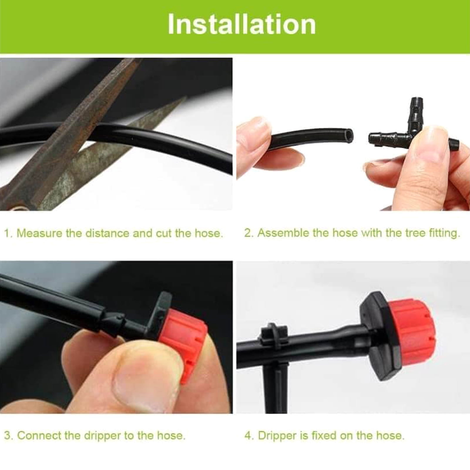 Garden Drip Irrigation Set Cooling Hose Automatic Watering Sprinkler Dripper With T Connector
