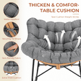 thumbnail image 3 of Pirecart Outdoor Papasan Rocking Chair Set of 2 with Ottoman, Patio Lounge Chair with Comfy Cushion, Dark Gray, 3 of 10