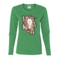 thumbnail image 2 of Wild Bobby Western Ma Steer Pink And Grey Distressed Pop Culture Women Graphic Long Sleeve Tee, Kelly, Small, 2 of 6