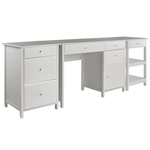 Winsome Wood Delta 3-Pc Home Office Desk Set, White Finish