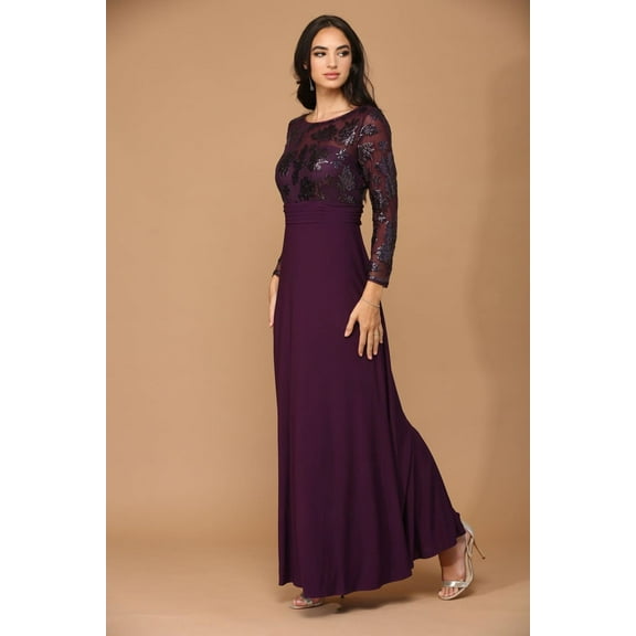 Women's Eva USA 3453 Mother Of Groom Lace evening elegant Dress Plum XL