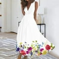thumbnail image 2 of QIPOPIQ Robes d'Été pour Femmes 2024 Évasées Ligne A Florales Mode Robe d'Extérieur Sans Manches Col en V Longue Robe Maxi Liquidation d'Été, 2 of 5