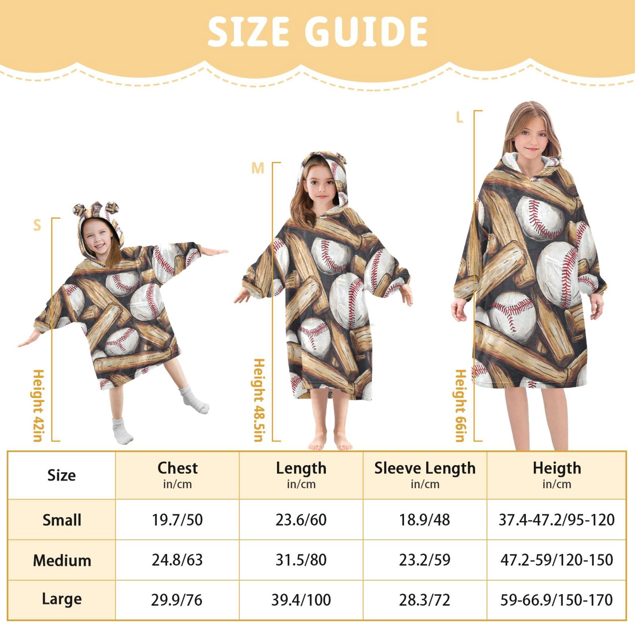 joogoo Blanket Hoodie for Baseballs Bats Oversize Sweatshirt 3-14 YR L