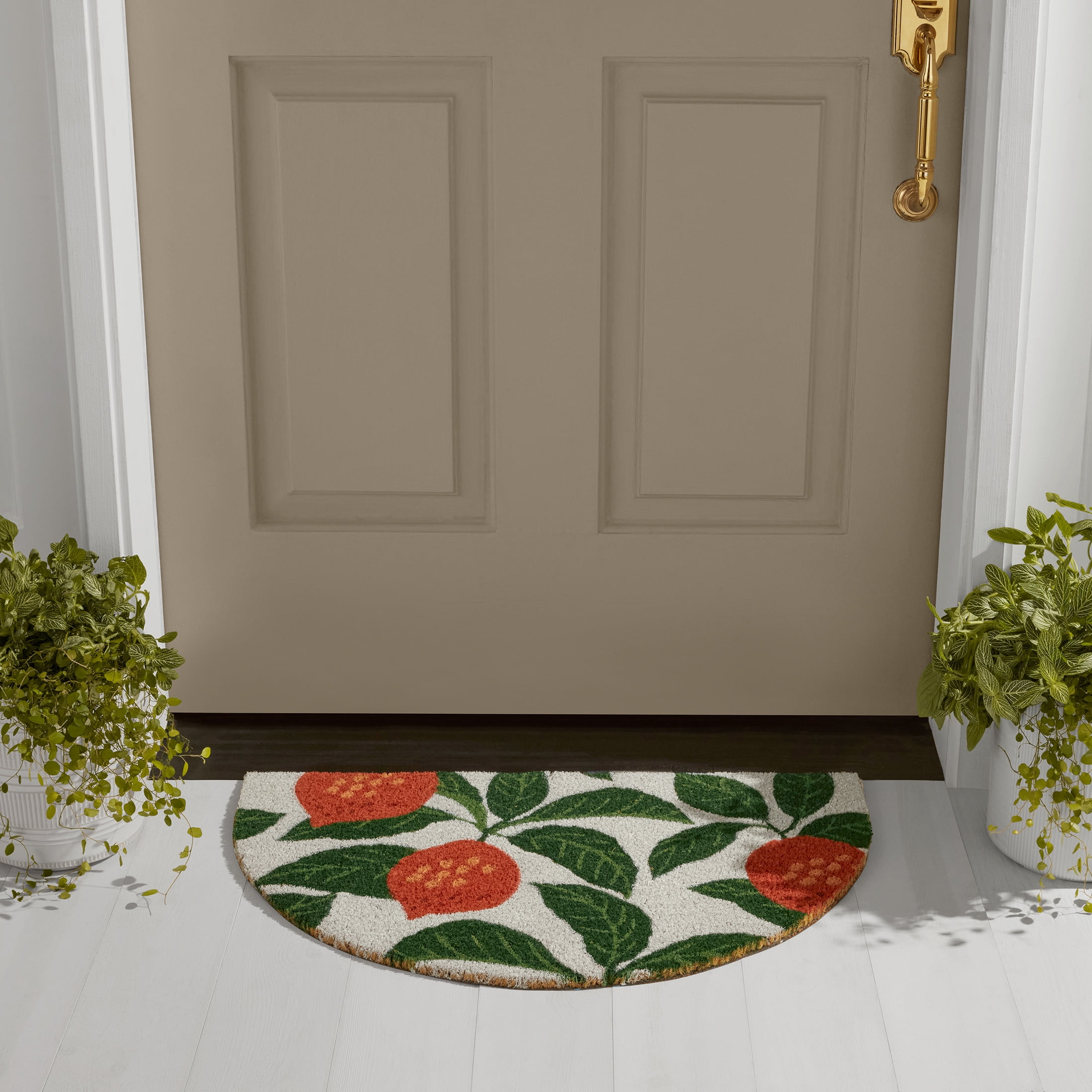 Mainstays by Becky G. & Alejandra Coir Outdoor Mat, Orange & Green, 18" x 30"