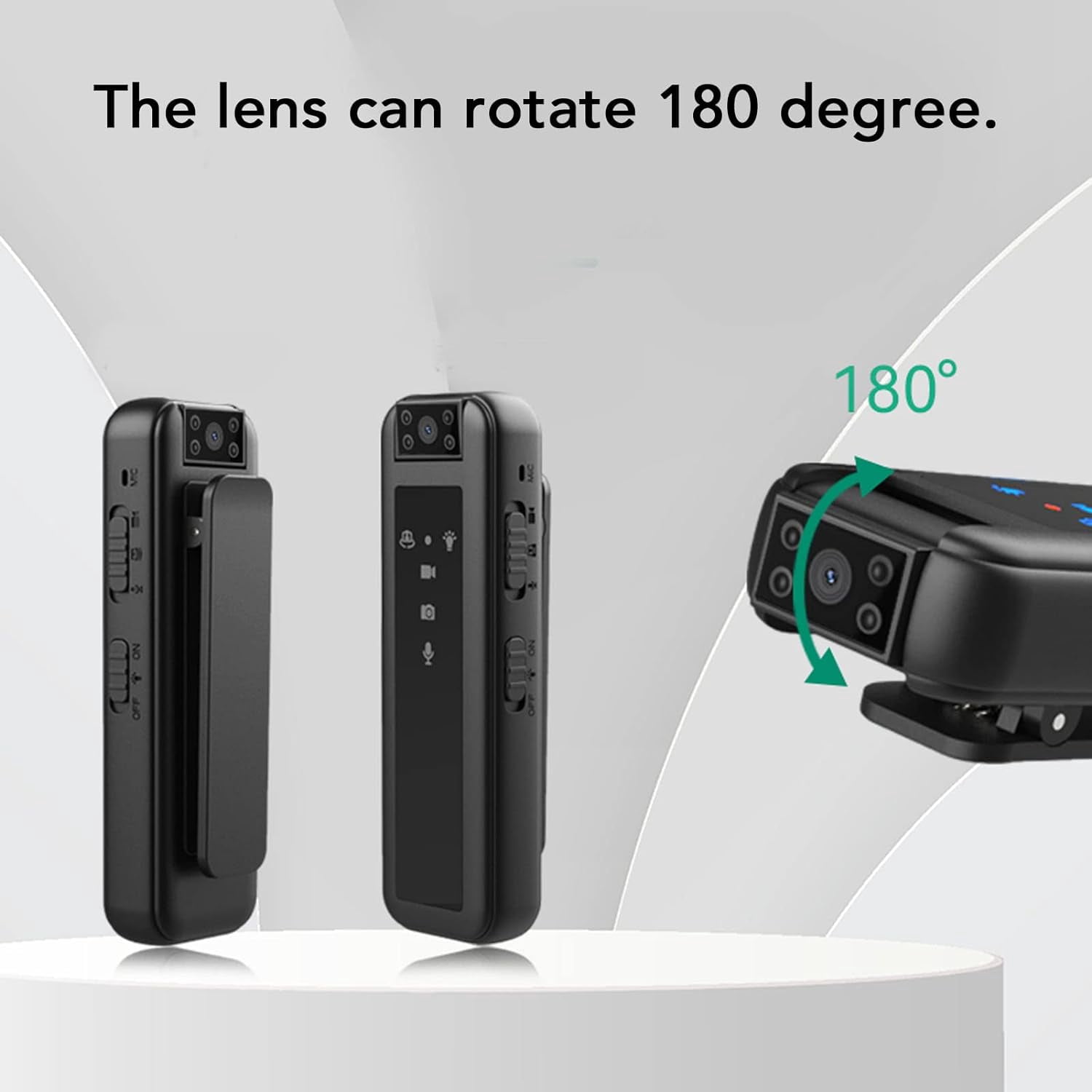 Body Camera with Audio and Video Recording, Mini Video Recorder with Night Vision, 1080P 180° Rotating Lens, Handheld Video Camera for Walking, Riding, Outdoors, and Home Use