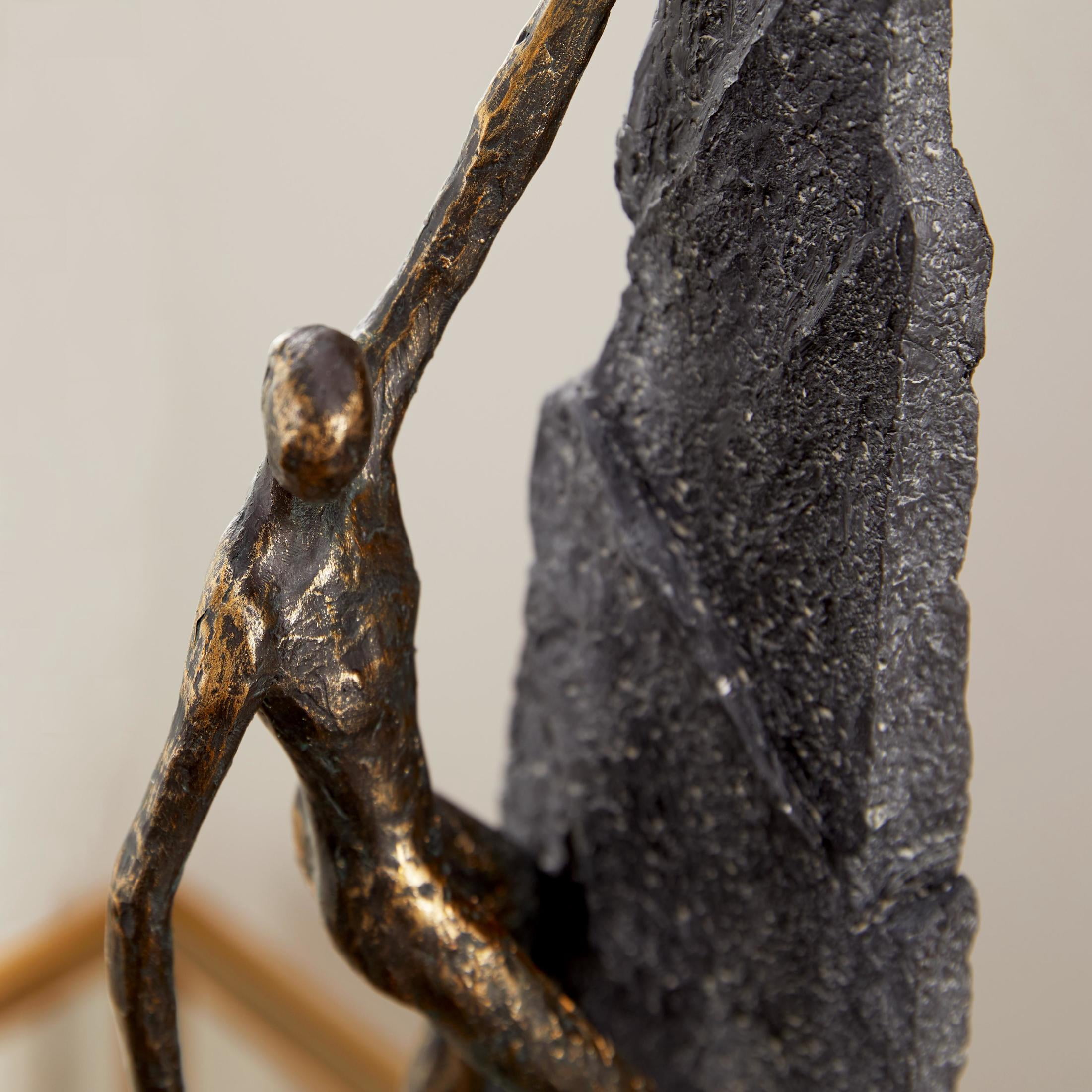 6" x 19" Bronze Polystone Climbing People Sculpture, by DecMode