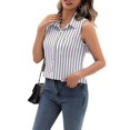 thumbnail image 3 of Camisas Sin Mangas con Botones para Mujer, Blusas Informales de Negocios con Cuello en V y Cuello Halter. Azul L, 3 of 8