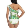 thumbnail image 5 of Haiem Cartoon Cactus Women's One Piece Swimsuits Tummy Control One Shoulder Bathing Suits Ruffle Swimwear-Small, 5 of 8