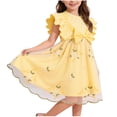 thumbnail image 2 of ITSAME Sleeveless Dress for Girls, Trendy Bow Ruffle Cute Embroidery Fashion Princess Dresses Yellow 7-8T, 2 of 9