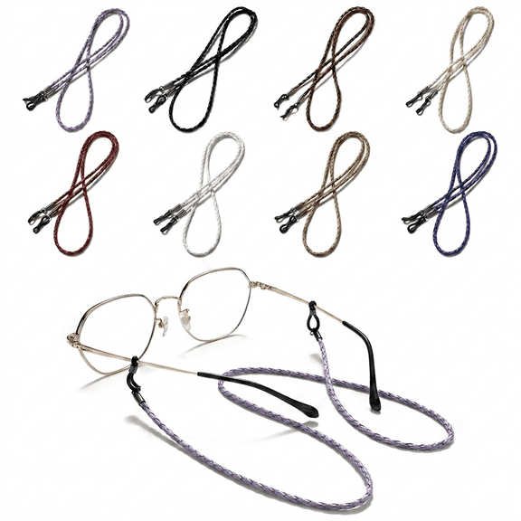 ROSEXIXI 8 Pack Glasses Strap Braided Sunglasses Chain PU Leather Eyeglass Lanyard Non-Slip Adjustable