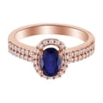 thumbnail image 2 of AFFY Simulated Blue Sapphire & White Natural Accent Diamond Solitaire Ring In 10k Rose Gold (0.33 cttw) Ring Size-14, 2 of 2