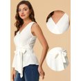 thumbnail image 2 of INSPIRE CHIC Hauts d'Été Sans Manches à Encolure en V Portefeuille à Taille Nouée pour Femmes, 2 of 4