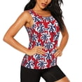 thumbnail image 2 of Fotbe Palm Tree Pattern on Red Blusas Sin Mangas para Mujer – Estilo Casual, Corte Suelto, Slim-Fit, Cuello Redondo Deportivo, Tops de Verano para Gimnasio y Yoga-Small, 2 of 7