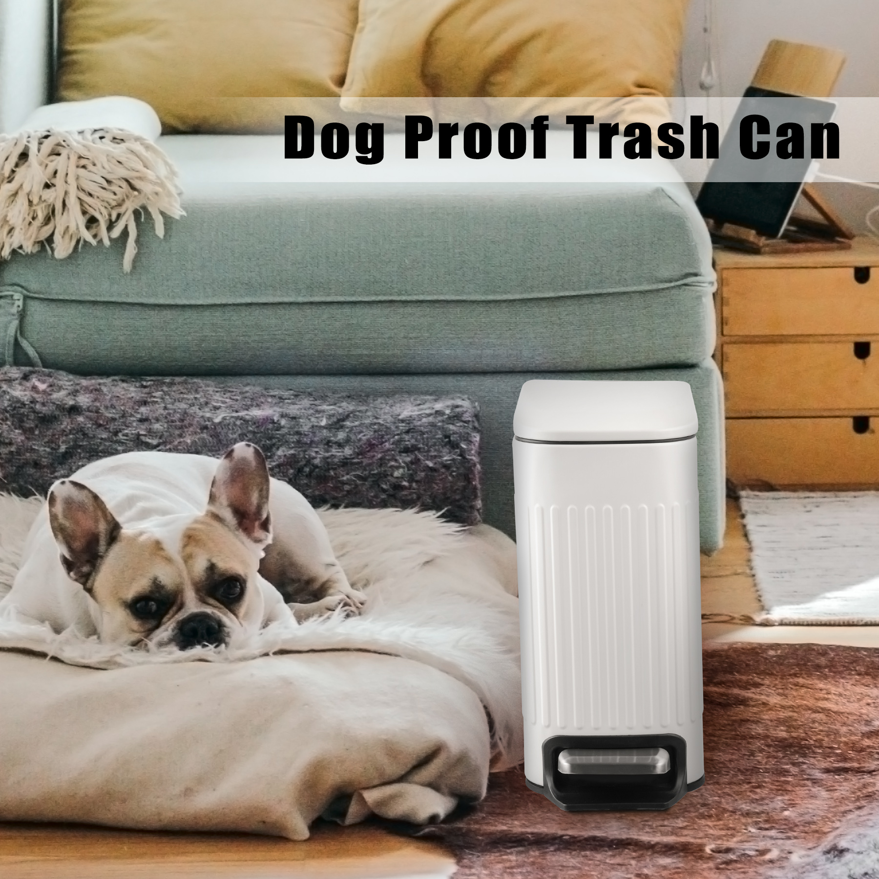 TrashAid 1.6 Gallon Bathroom Trash Can, White
