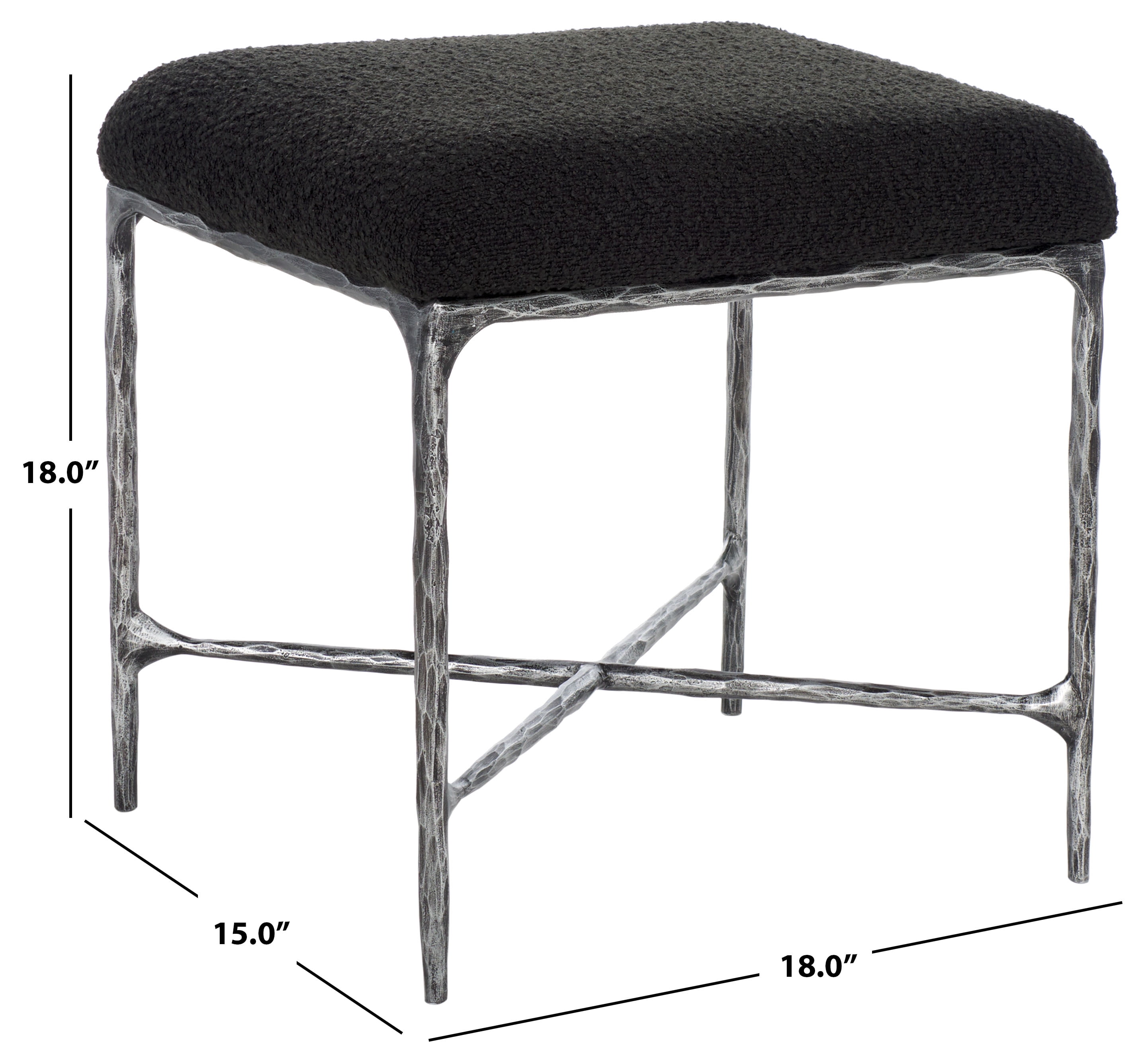 SAFAVIEH Couture Mandy Modern Boucle Ottoman, Black