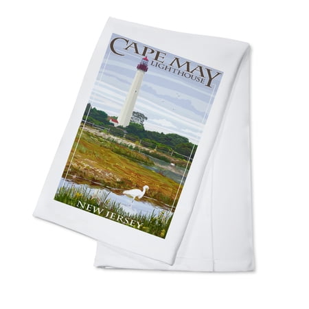 Decorative Tea Towel, Apron New Jersey Shore, Cape May Lighthouse, Unisex, Adjustable, Organic Cotton