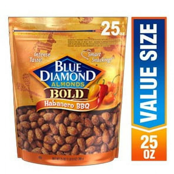 Blue Diamond Almonds Habanero BBQ Flavored Snack Nuts, 25 oz Resealable Bag (Pack of 1)