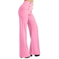 thumbnail image 3 of J. METHOD Women’s High Waisted Sailor Bell Bottom Elastic Waist Long Pants Made in USA NEWP44 Pink L, 3 of 5