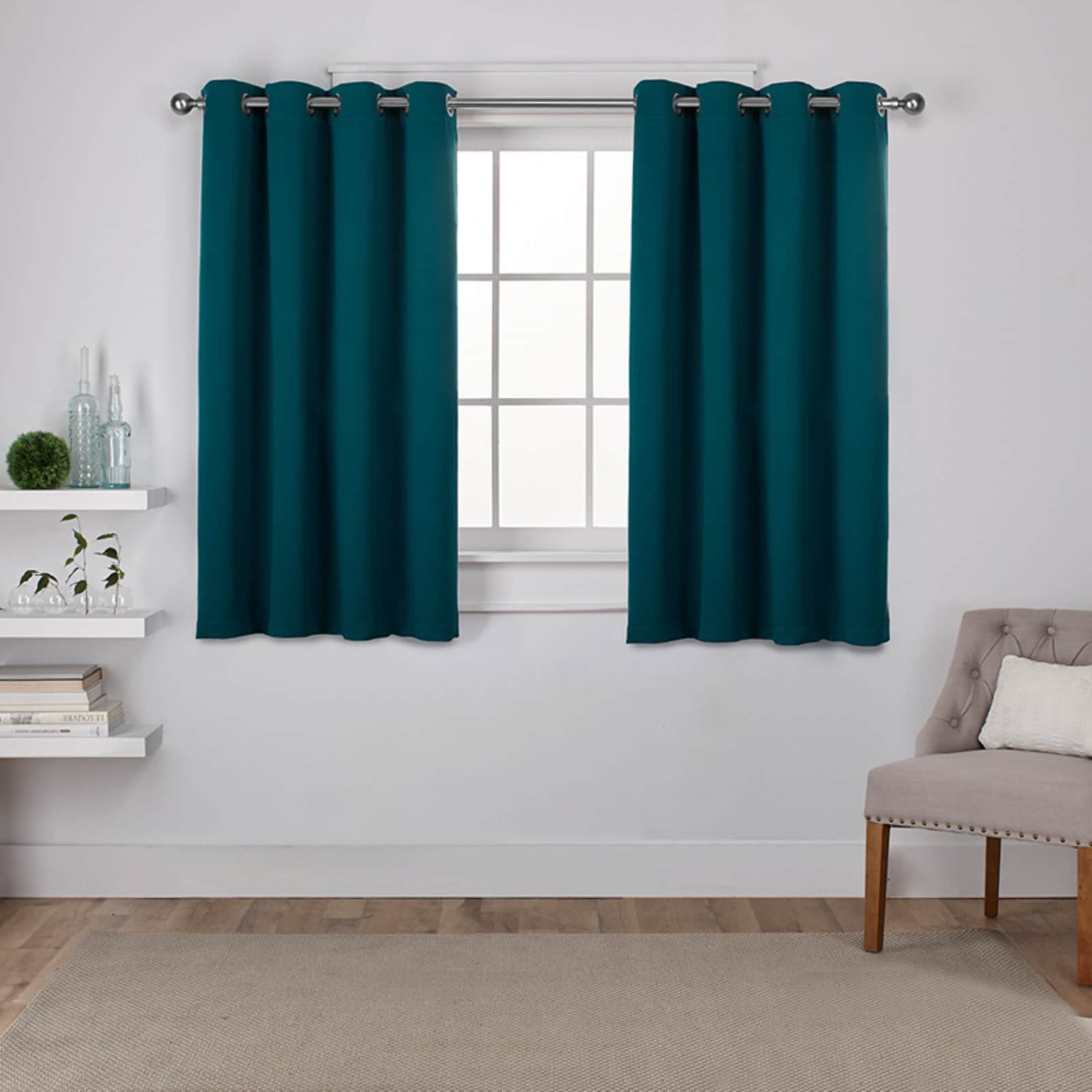 Exclusive Home Sateen Twill Woven Room Darkening Blackout Grommet Top Curtain Panel Pair, 52"x96", Blush