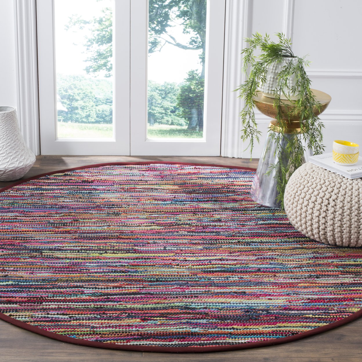 SAFAVIEH Rag Dania Striped Cotton Runner Rug, Multi, 2'3" x 11'