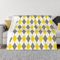 thumbnail image 3 of Throw Blanket for Couch, Yellow Grey White Diamond Plaid Super Soft Fuzzy Comfy Warm Throw Blanket, Cuteness Lightweight Cozy Plush Flannel Blanket & Throws for Sofa and Bed All Season, 3 of 5