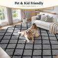 thumbnail image 5 of 8'x10' Large Shag Area Rug, Modern Diamond Pattern Fluffy Plush Soft Indoor Carpet, Non Slip Thick High Pile Fuzzy Shaggy Rug for Living Room Bedroom Dining Room Office Home Decor, Black & Gray, 5 of 8