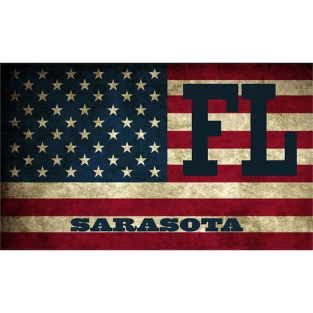 Sarasota FL Florida Sarasota County Vintage US Flag Decal Bumper Sticker 3M Vinyl 3" x 5"