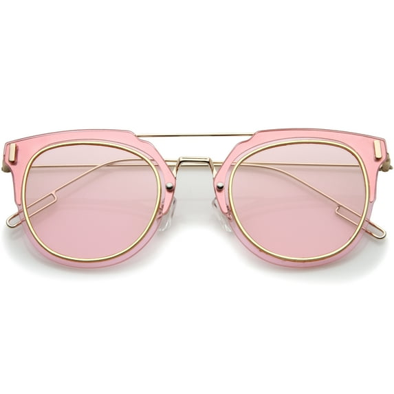 SGLA - Minimal Ultra Thin Wire Frame Inner Rim Flat Lens Pantos Sunglasses - 58mm