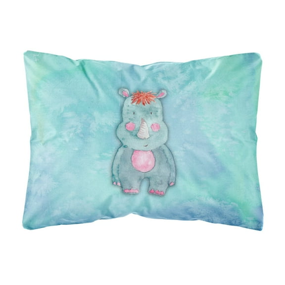 Carolines Treasures BB7381PW1216 Rhinoceros Watercolor Canvas Fabric Decorative Pillow  12H x16W multicolor