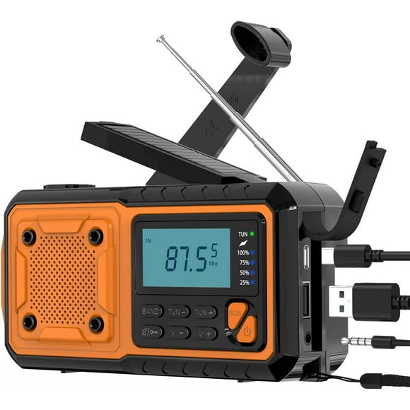 Solar Radio, Small Portable Radio FM/Am/SW/NOAA Portable Hand Crank Radio with 4000mAh