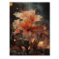 thumbnail image 3 of Designart "Autumn Radiance Coral Flower painting II" Floral Print on Natural Pine Wood, 3 of 5