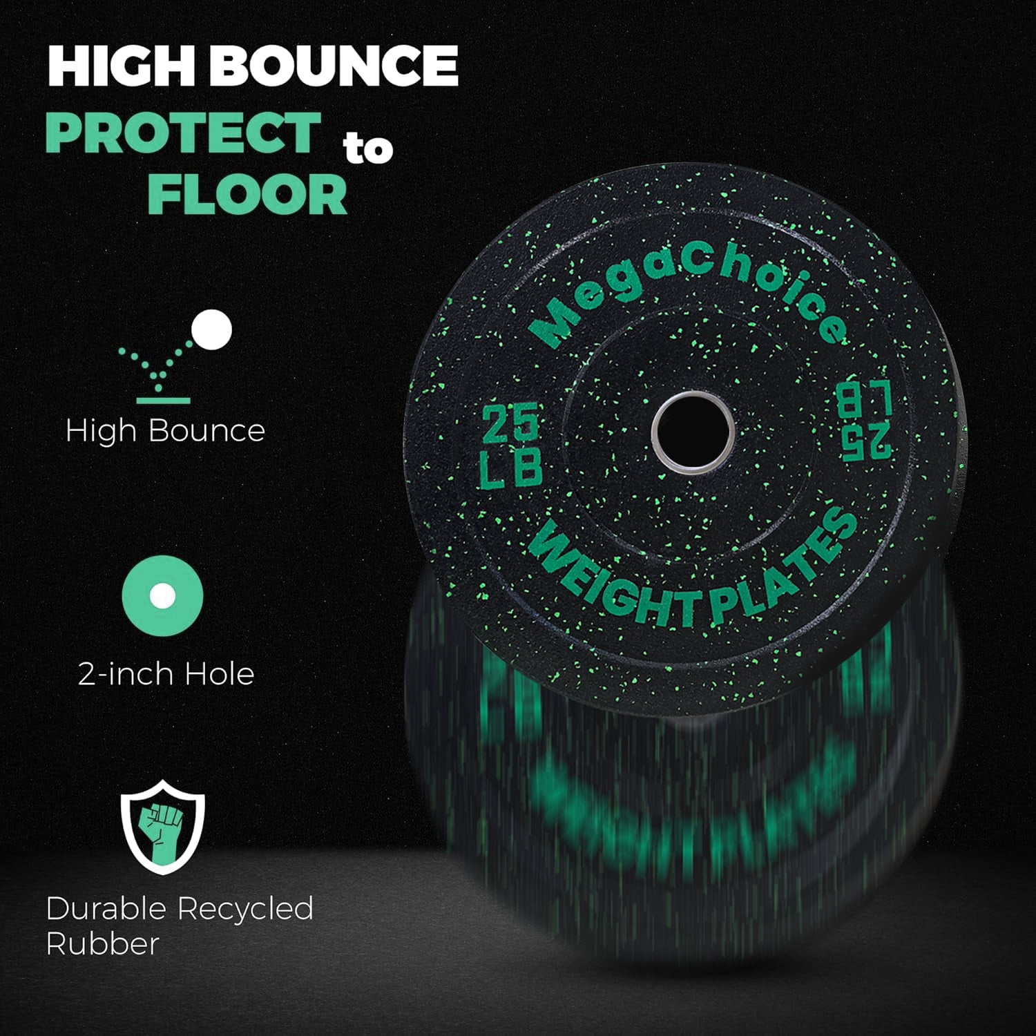 300 Lb Weight Plate Set,2 inch Rubber Weight Plates (2×25 lb,2×35 lb,4x 25 lb) Barbell Olympic Weight Plates For Weight Lifting Strength Taining Home Gym,