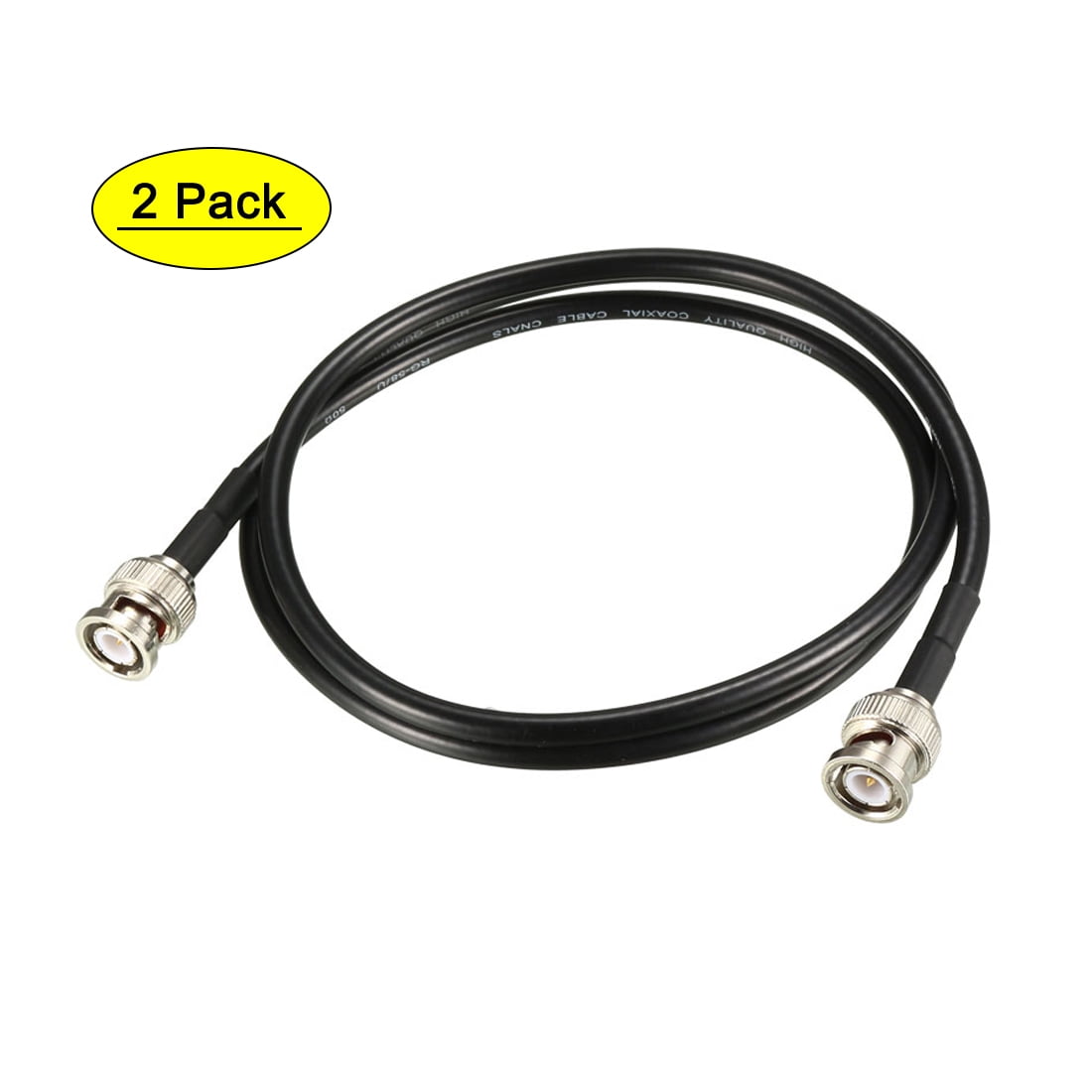 2 per order COAXIAL BNC Straight Plug to BNC Straight Plug on RG-58 cable 6"