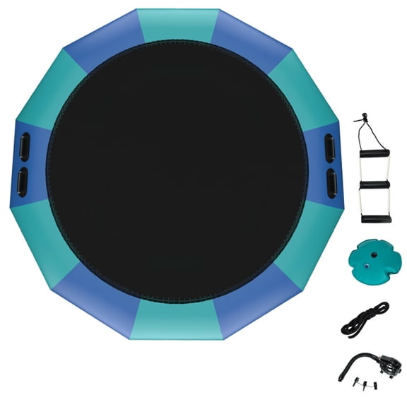 Resenkos 15 Feet Inflatable Splash Padded Water Bouncer Trampoline-Blue, Trampoline with Enclosure, Great Mini Trampoline for Indoor/Garden Workout