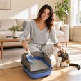 thumbnail image 7 of Semi-Enclosed High-Walled Cat Litter Box with Scoop (Anti-Scatter Design), 7 of 7