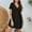 Black C, variant on Voncos Plus Size Nightgown for Women Casual Striped Pajama Short Sleeve Home Sleepwear
