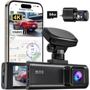 4K Dash Cam Front and Rear, STARVIS 2 Sensor, 64GB Card Included, 4K/2.5K+1080P Dual Dash Camera for Cars Built-in WiFi GPS, 3.18 Inch IPS Screen, 170° Wide Angle, Parking Monitor (F7N Pro)