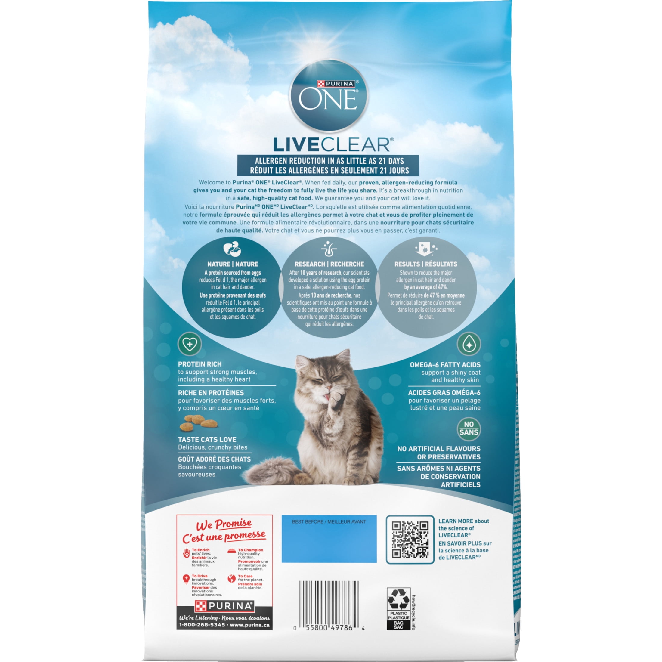 Purina ONE LiveClear Allergen-Reducing Formula With Real Chicken, Dry Cat Food, 1.36 kg