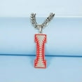 thumbnail image 2 of Baseball Initial A-Z Letter Pendant Necklace Cuban Chain Stainless Steel Jewelry, 2 of 7