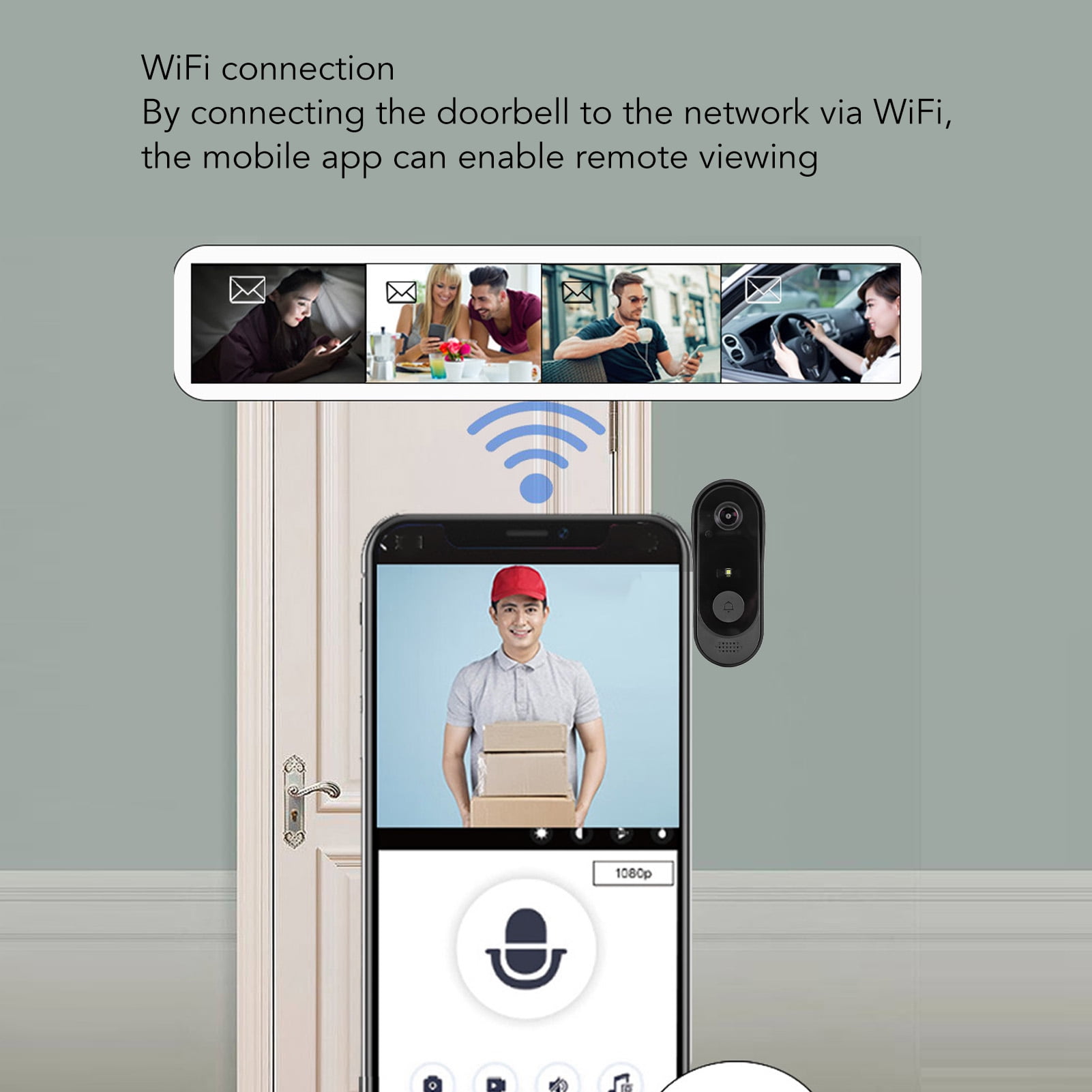 Wireless Doorbell Camera, 1080P WiFi Video Doorbell Camera With Human Motion Detection, 2MP Smart Door Bell Security Doorbell - Bed Bath & Beyond - 37127153