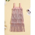 thumbnail image 3 of Suealasg Kids Girls Tassel Dress Child Girls Sleeveless Sling Square Neck Dress Little Girls Summer Fringe Layered Party Skirt, 3 of 9